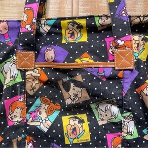 The Flintstones Cartoon Patchwork Tote Bag - Black with Multicolor Panels